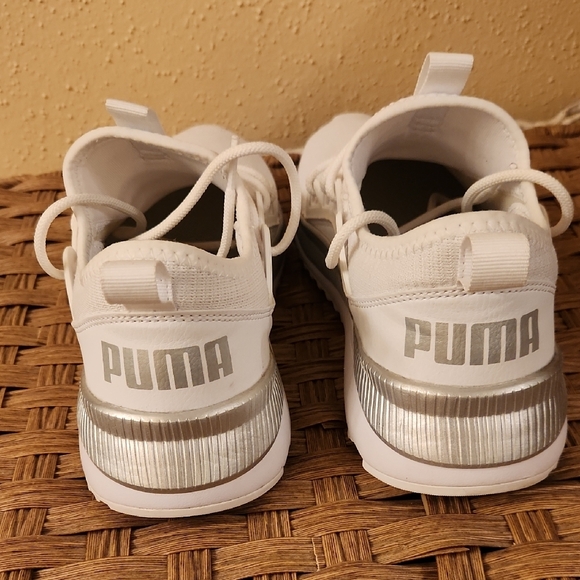 Puma White and Silver Athletic Shoes - Picture 2 of 6